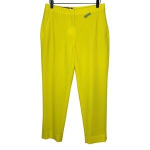 Wildfang Empower Yellow Crepe Slim Crop High Rise Pant Summer Office Workwear 4